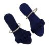 Women's Royal Blue Rexine Slippers with Silver Strap