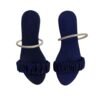 Women's Royal Blue Rexine Slippers with Silver Strap