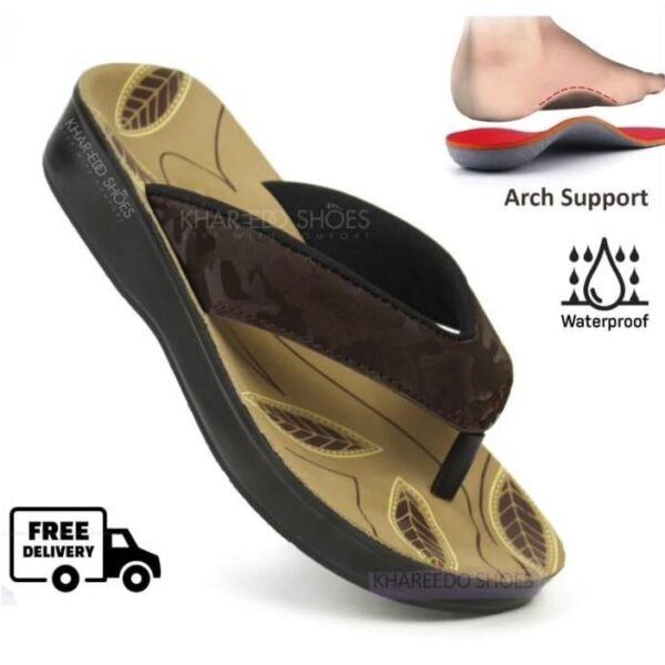 Women's Waterproof Arch Support Slippers Brown