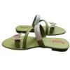 Women Glitter PU Leather Flats Green Butterfly Design